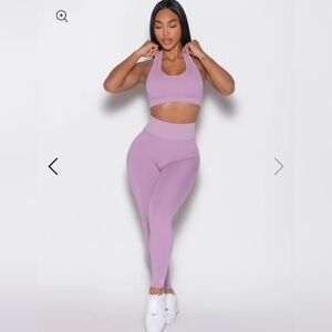 NWT Smokey Grape BOMBSHELL SPORTSWEAR Figure Lift Leggings + Halter Bra Top Set